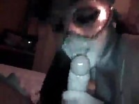 Sucking him off with a mask