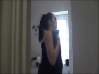 Young woman caught in the shower