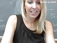 Naughty teacher filming in her classroom
