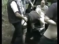 UK amateurs gangbang in public