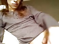 Dude with big cock performs solo cam masturbation