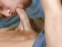 Gay teenager  takes  a  mouthful of  cock