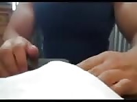 A man gives blowjob in homemade video
