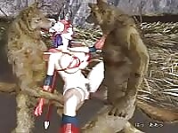 Fucked by monster wolves in animated porn