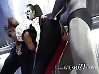 Anal gangbang in Suicide Squad parody