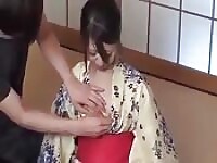 Asian girl in Kimono Please with Vibrator and cock