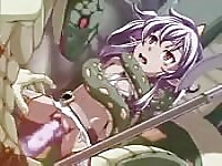 Hentai con monstruos y chica de buenas tetas