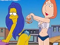 Marge and Lois at the car wash